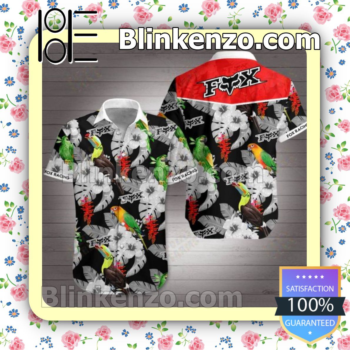 Popular Fox Racing Parrot Grey Hibiscus Black Summer Shirts