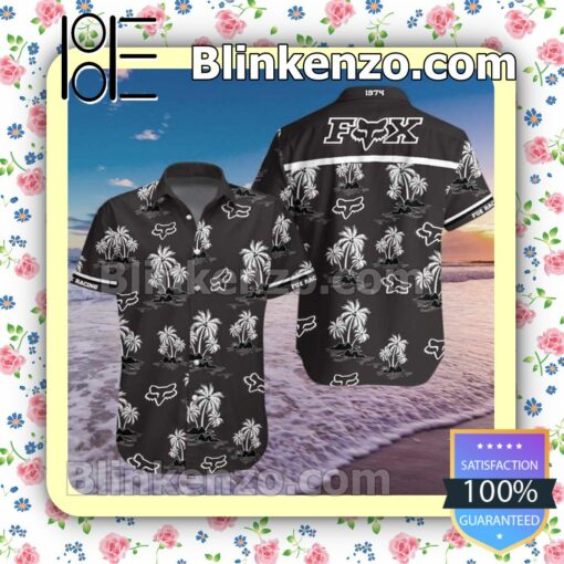 Fox Tropical Palm Tree Black Summer Shirts