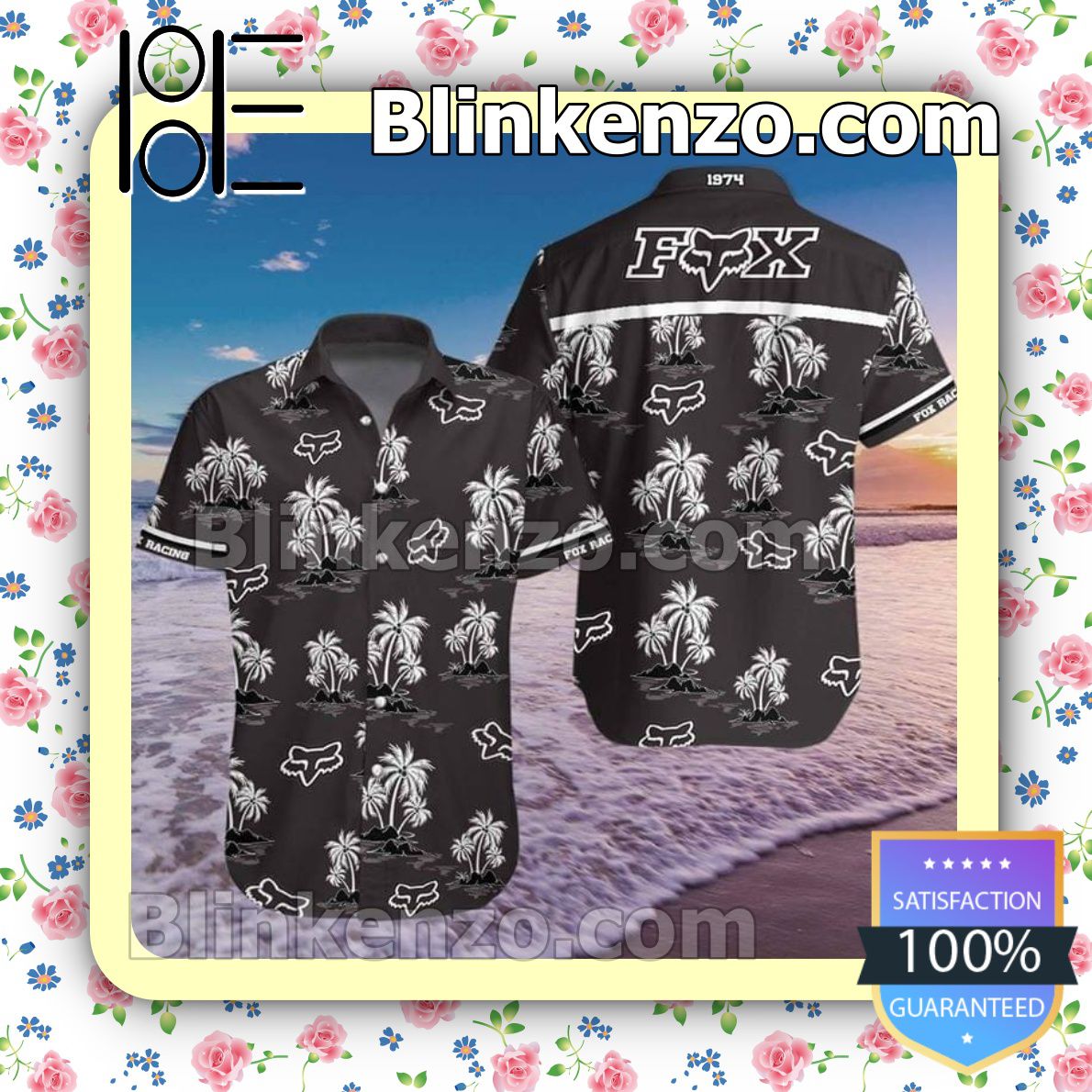 Mother's Day Gift Fox Tropical Palm Tree Black Summer Shirts