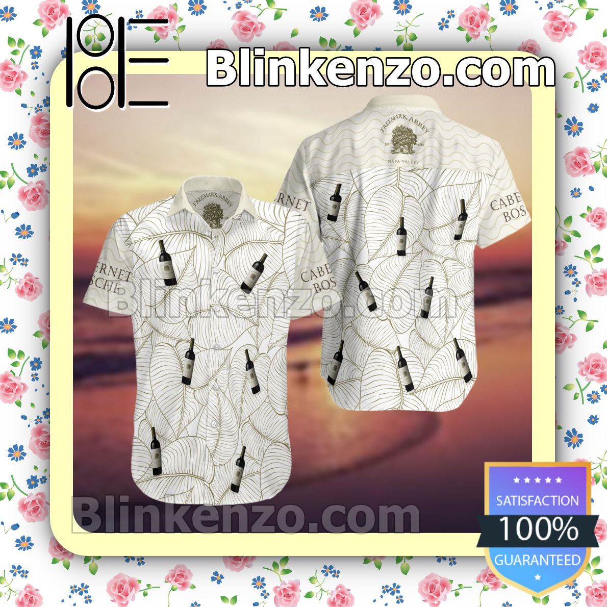 Freemark Abbey Cabernet Sauvignon Summer White Summer Hawaiian Shirt, Mens Shorts