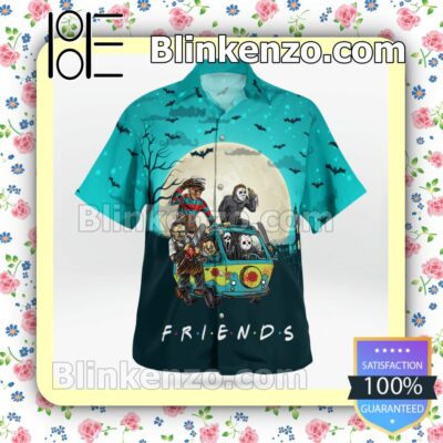 Friends Horror Characters On Hippie Bus Halloween Moon Summer Shirts a