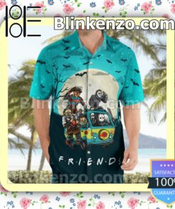 Friends Horror Characters On Hippie Bus Halloween Moon Summer Shirts b