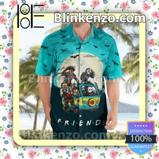 Friends Horror Characters On Hippie Bus Halloween Moon Summer Shirts b