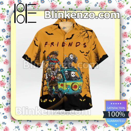 Friends Horror Characters On Hippie Bus Halloween Summer Shirts a