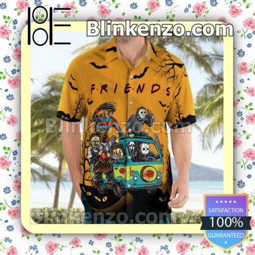Friends Horror Characters On Hippie Bus Halloween Summer Shirts b