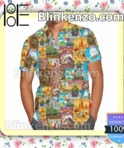 Frontierland Disney Cartoon Graphics Summer Hawaiian Shirt, Mens Shorts