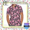 Fuchsia Pink Floral Minnie Ears Disney Cartoon Graphics Inspired Summer Hawaiian Shirt, Mens Shorts