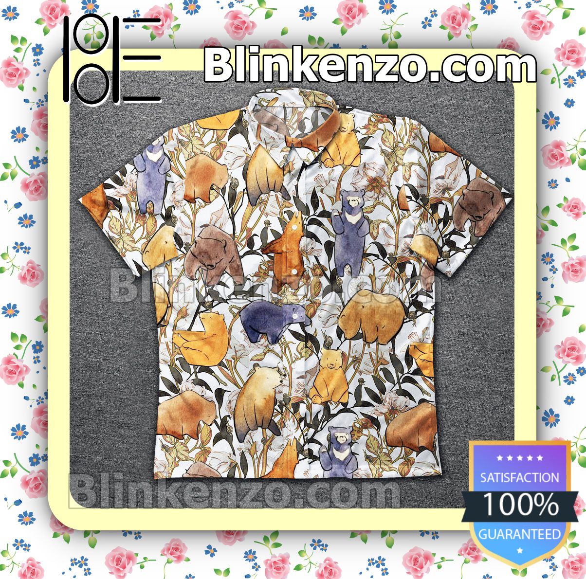 Funny Bear Tropical Pattern Summer Shirts