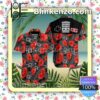 Gamepad Game Controller Red Hibiscus Black Summer Shirts