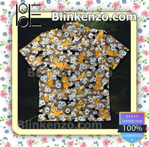 Garfield White Flower Brown Camo Summer Shirts