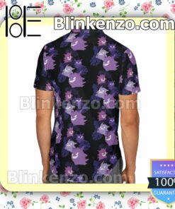 Gengar Ghost Type Pokemon Leaf Pattern Black Summer Hawaiian Shirt, Mens Shorts a