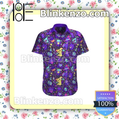 Ghost Type Pokemon Floral Pattern Purple Summer Hawaiian Shirt