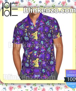 Ghost Type Pokemon Floral Pattern Purple Summer Hawaiian Shirt a