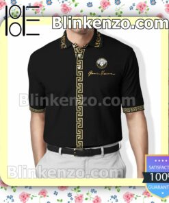 Gianni Versace Black Gold Embroidered Polo Shirts