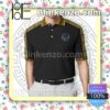 Gianni Versace Colorful Logo With Greek Border Gold Black Embroidered Polo Shirts