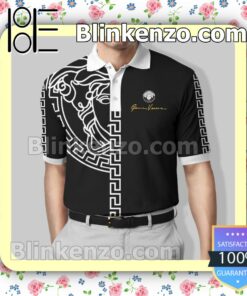 Gianni Versace Medusa Black White Embroidered Polo Shirts