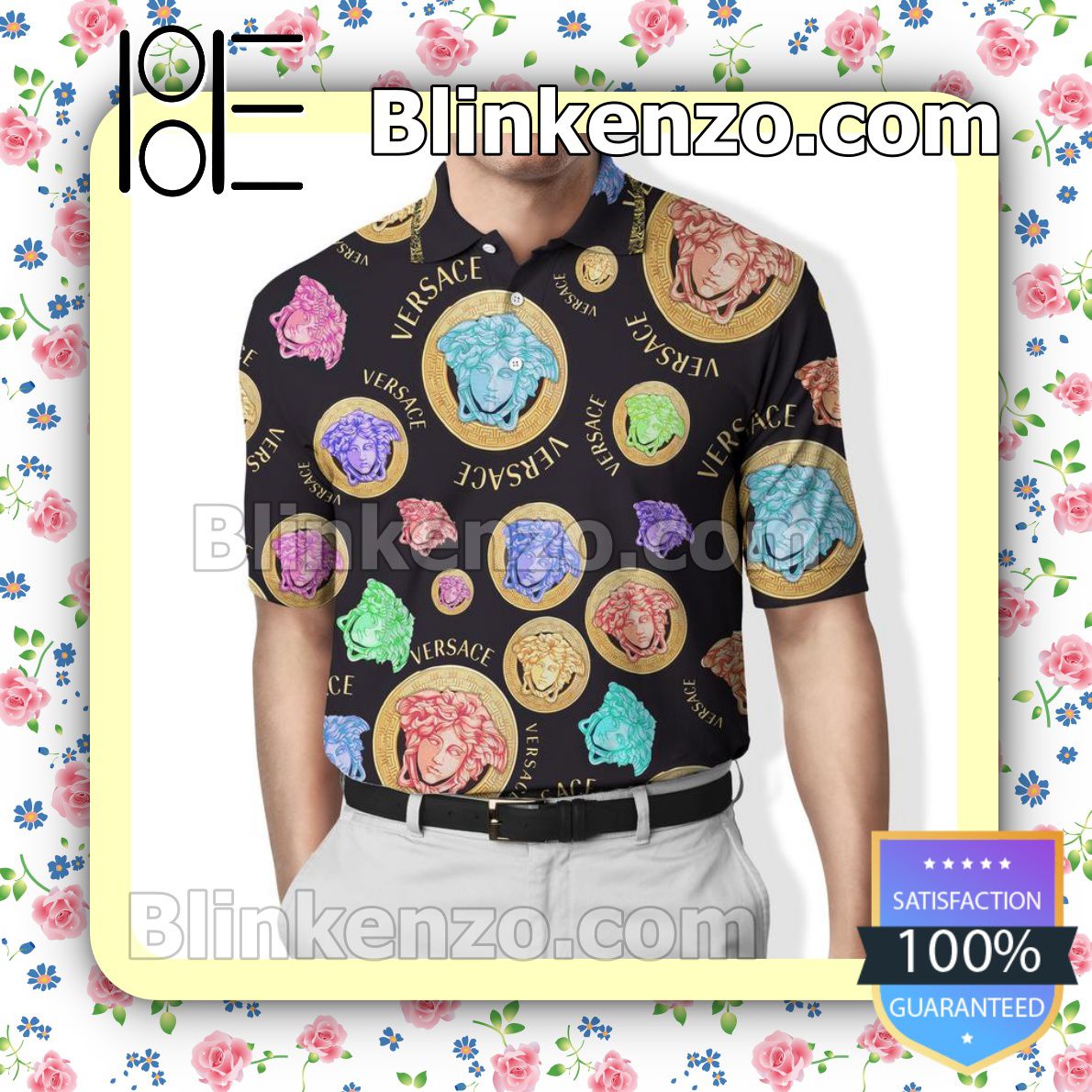 Gianni Versace Multicolor Logo Embroidered Polo Shirts