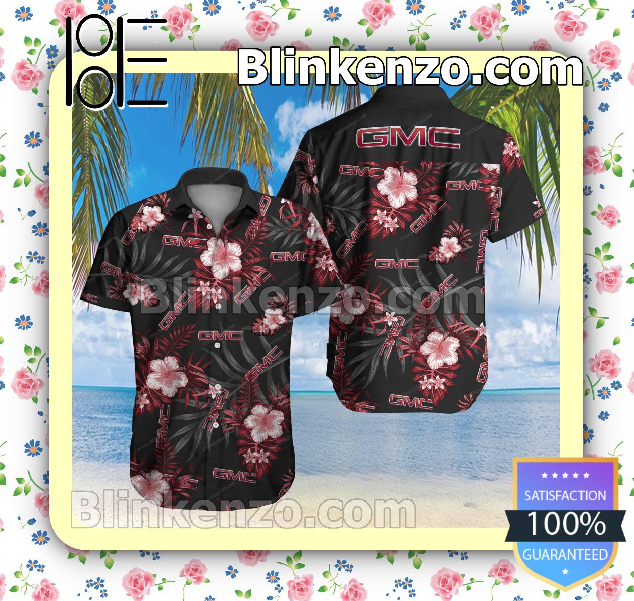 Mother's Day Gift Gmc Red Tropical Floral Black Summer Shirts