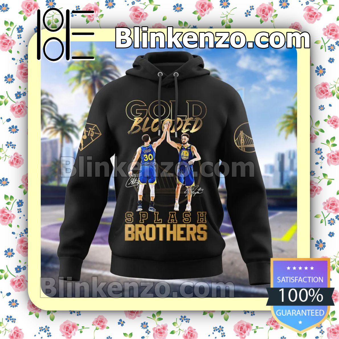 Discount Gold Blooded Splash Brother Stephen Curry And Klay Thompson Signatures Hoodies, Long Sleeve Shirt