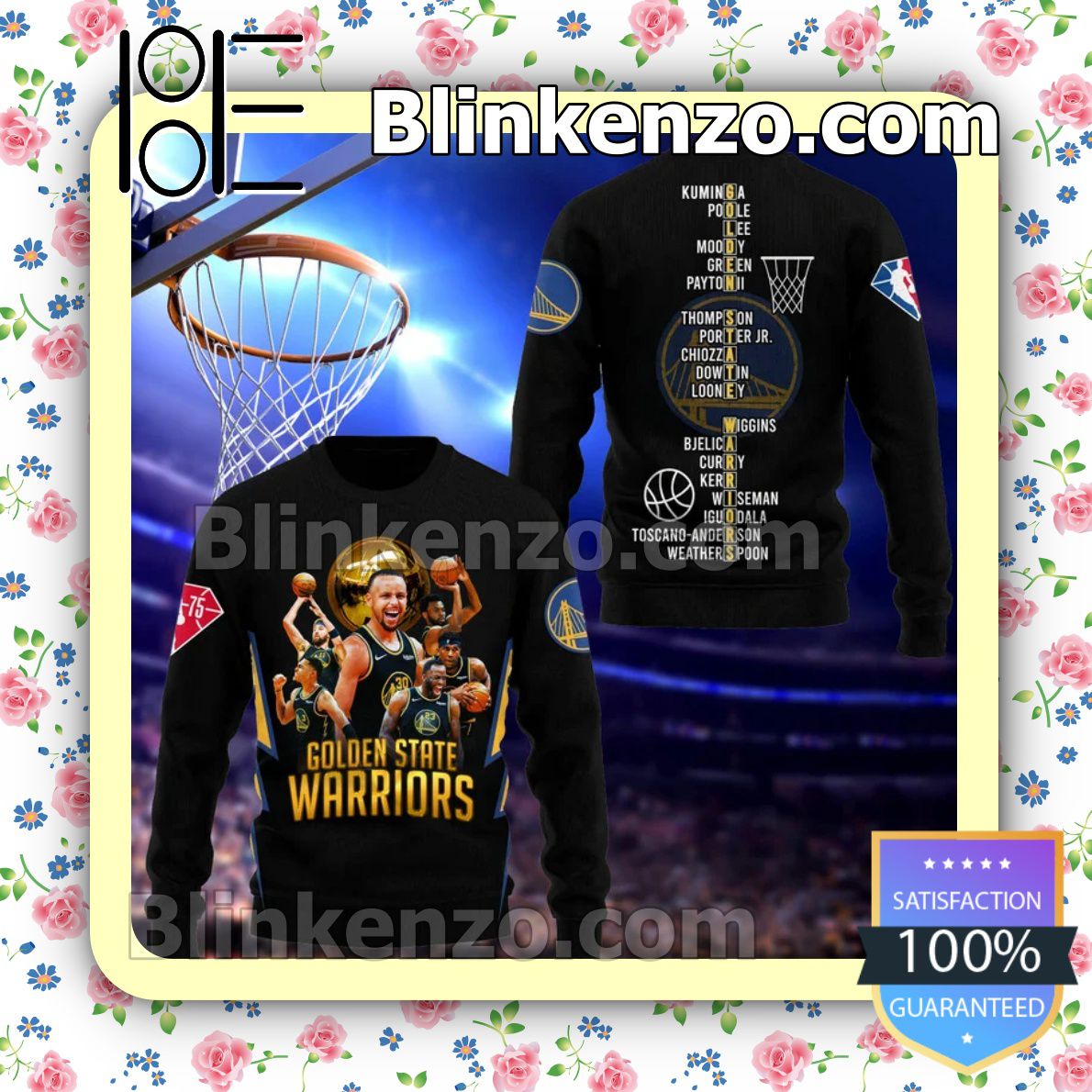 Official Golden State Warriors Players Name Black Hoodies, Long Sleeve Shirt