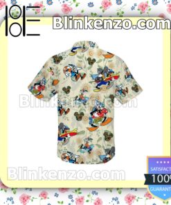Goofy Dog Surfing Disney Cartoon Graphics Beige Summer Hawaiian Shirt b