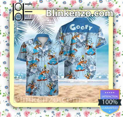 Goofy Tropical Floral Blue Summer Shirts