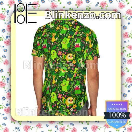 Grass Type Pokemon Floral Pattern Green Summer Hawaiian Shirt b