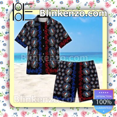 Grateful Dead And Rose Black Summer Hawaiian Shirt b