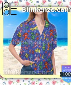 Grateful Dead Bears Unisex Blue Summer Hawaiian Shirt a