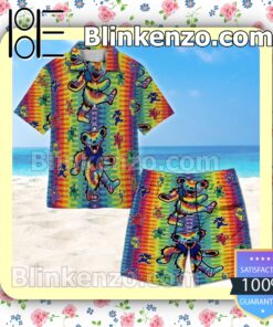 Grateful Dead Bears Vertical Tiedye Unisex Summer Hawaiian Shirt c