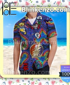 Grateful Dead Heart Tiedye Unisex Summer Hawaiian Shirt b