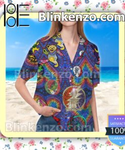 Grateful Dead Heart Tiedye Unisex Summer Hawaiian Shirt c