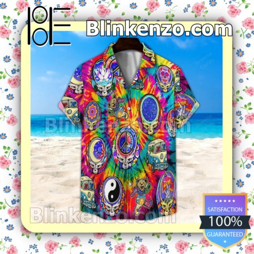 Grateful Dead Hippie Tiedye Summer Hawaiian Shirt