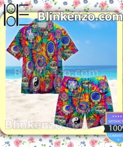 Grateful Dead Hippie Tiedye Summer Hawaiian Shirt b