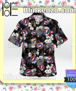 Grateful Dead Logo Floral Black Summer Shirts b