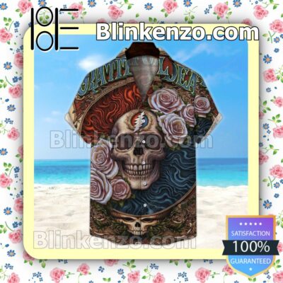 Grateful Dead Roses Unisex  Summer Hawaiian Shirt, Mens Shorts a