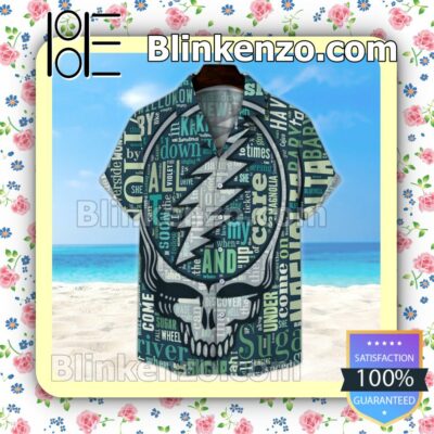 Grateful Dead Seamless Quotes  Summer Hawaiian Shirt, Mens Shorts a