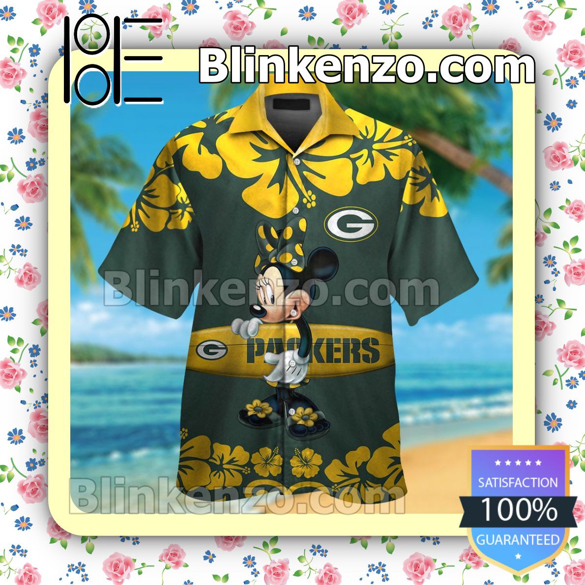Green Bay Packers & Minnie Mouse Mens Shirt, Swim Trunk