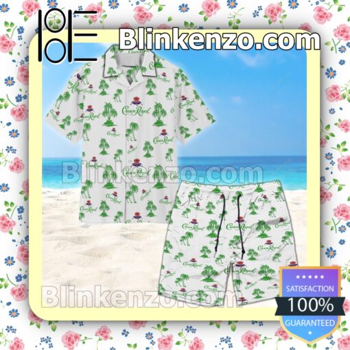 Green Crown Royal Palm Tree Unisex White Summer Hawaiian Shirt a