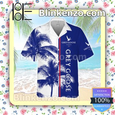 Grey Goose Palm Tree Blue White Summer Hawaiian Shirt a