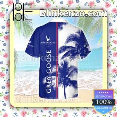 Grey Goose Palm Tree Blue White Summer Hawaiian Shirt b