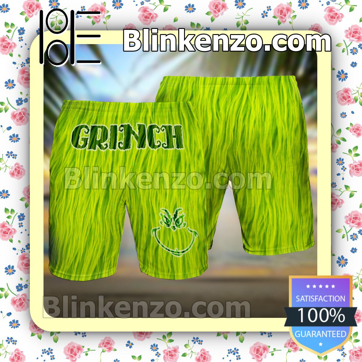 Grinch Green Summer Hawaiian Shirt, Mens Shorts
