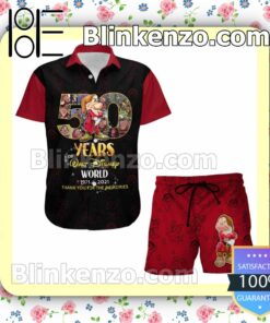 Grumpy Dwarf 50th Anniversary Glitter Disney Castle Black Red Summer Hawaiian Shirt, Mens Shorts