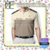 Gucci Bee Stripe On Shoulders Nude Embroidered Polo Shirts