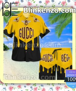 Gucci Bee Yellow Mix Black Luxury Beach Shirts, Swim Trunks