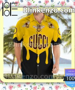 Gucci Bee Yellow Mix Black Luxury Beach Shirts, Swim Trunks a