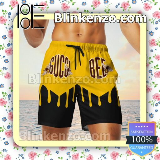 Gucci Bee Yellow Mix Black Luxury Beach Shirts, Swim Trunks c