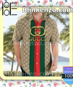 Gucci Beige Monogram With Vertical Color Stripes Luxury Beach Shirts, Swim Trunks b