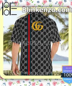 Gucci Black Monogram With Dragonfly On Stripes Luxury Beach Shirts, Swim Trunks b