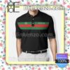 Gucci Black Three Stripes Embroidered Polo Shirts